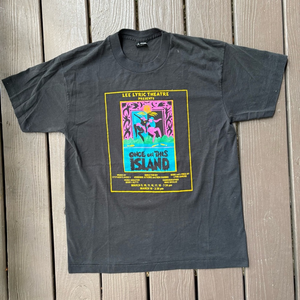 Vintage Once On This Island Shirt Mens Large Broadway miusa Black Single Stitch